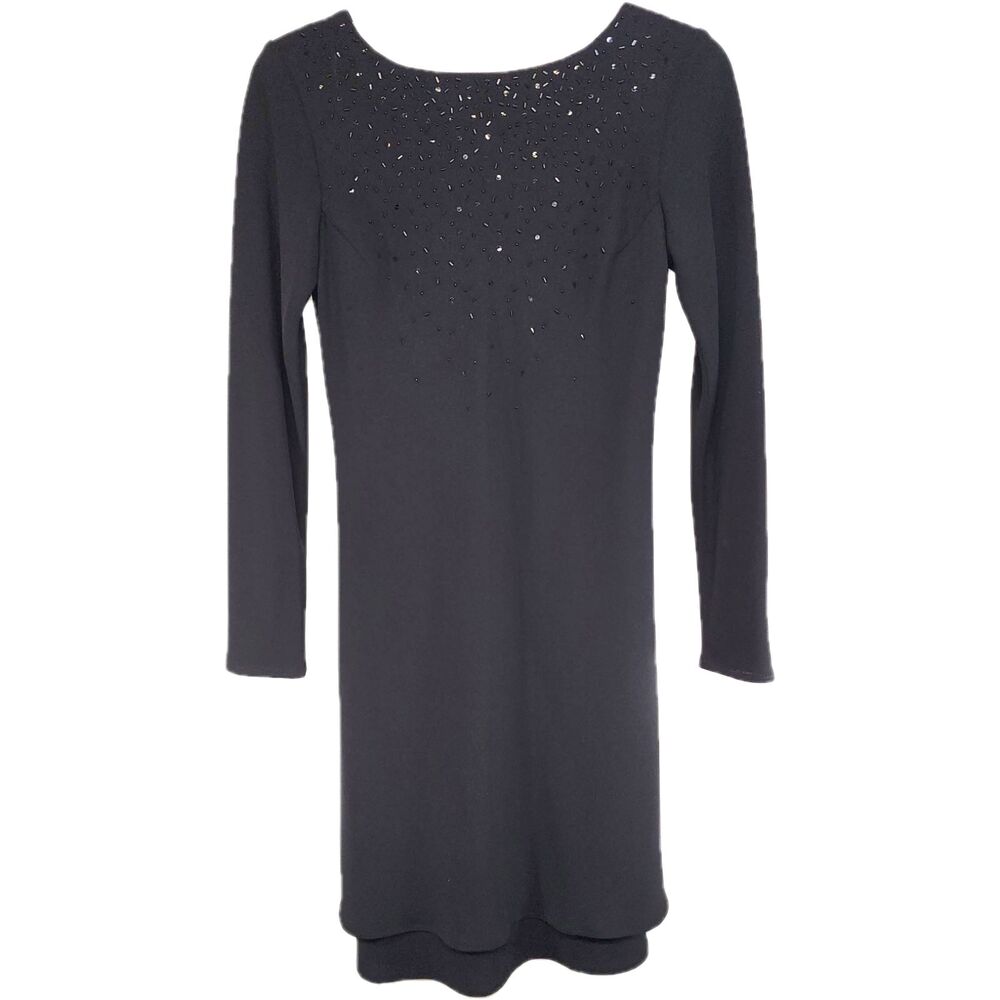 NWT Jones New York Black Sequin Cocktail Dress Size 4P
